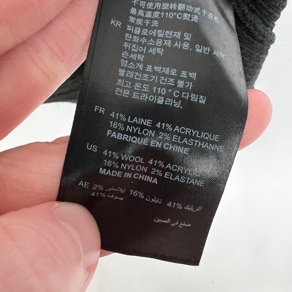 Sandro Paris Wool Blend Ribbed Knit Fitted Lace Up Long Sleeve Crew Neck Sweater - Picture 5 of 7